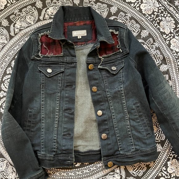 Jean Jacket with flannel patchwork Child Size Medium